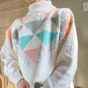 SOLD Vintage 80s Pastel Chunky Turtleneck Sweater